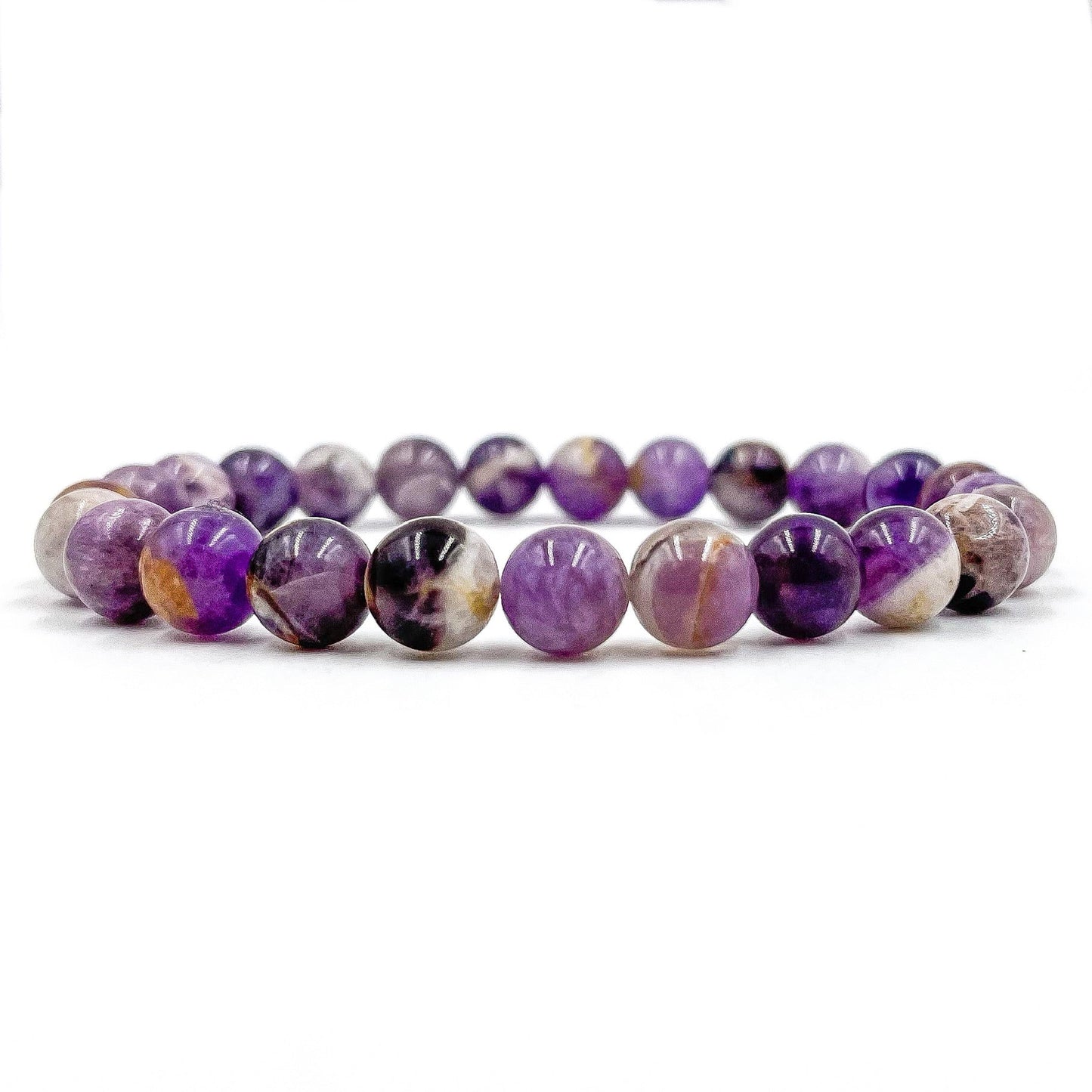 Union - Pulsera con cuentas de piedras preciosas de amatista morada