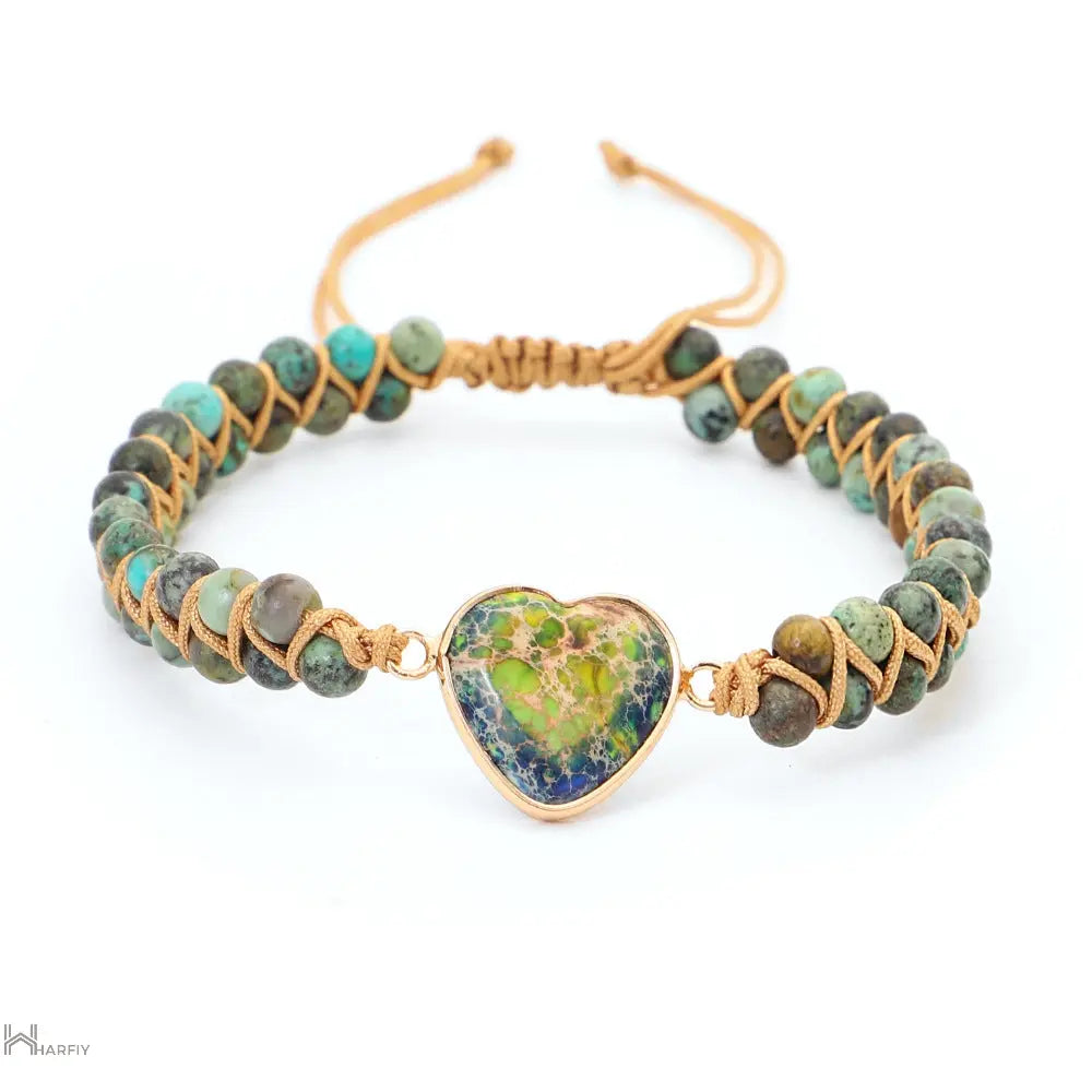 Wild Jasper Heart Charm Bracelet