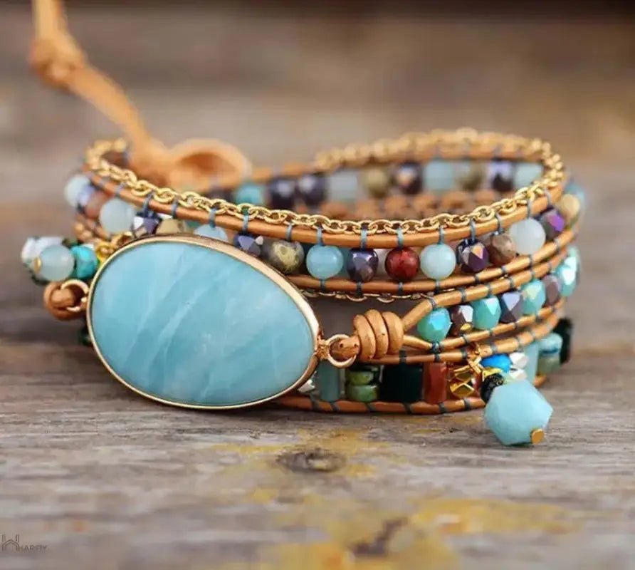 Pulsera envolvente llamativa de amazonita