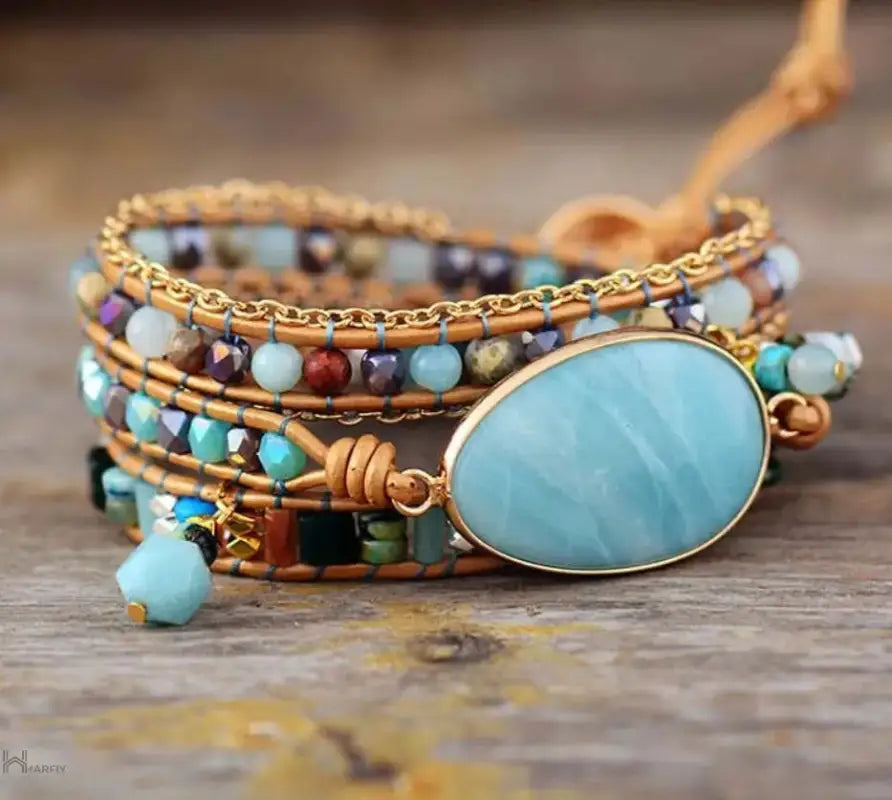 Pulsera envolvente llamativa de amazonita