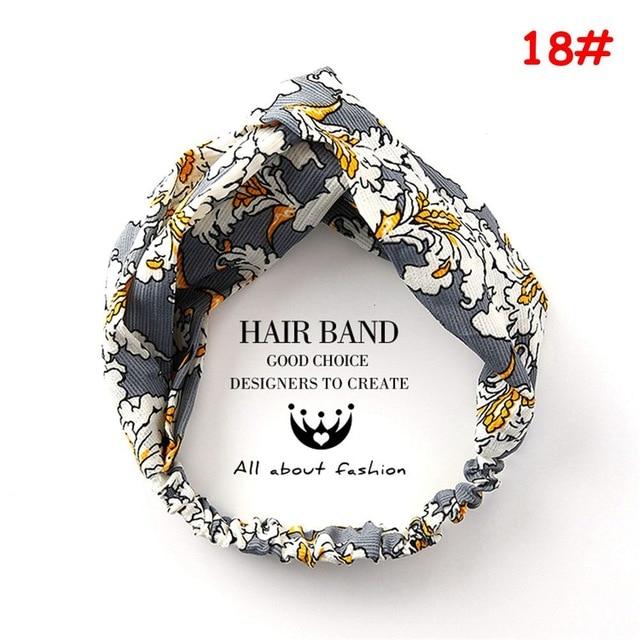 Twist Cross Floral Elastic Knotted Headband