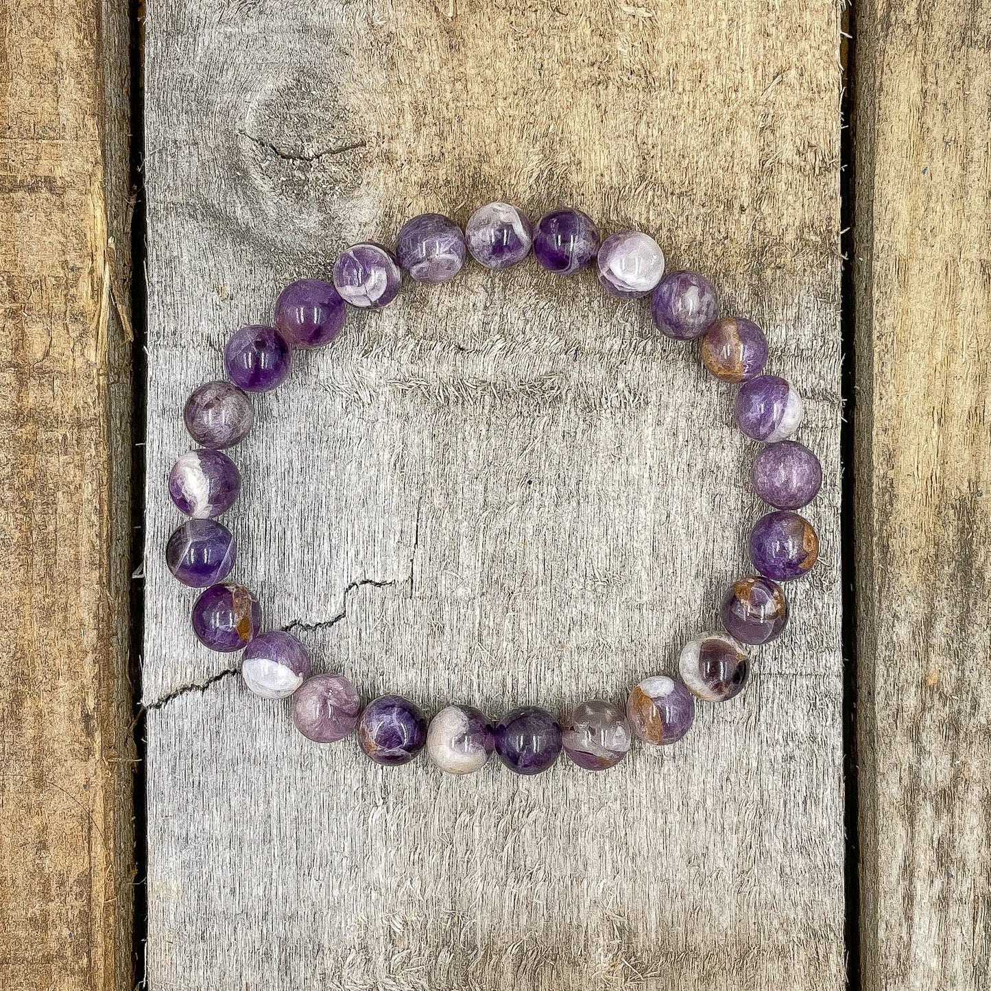 Union - Pulsera con cuentas de piedras preciosas de amatista morada