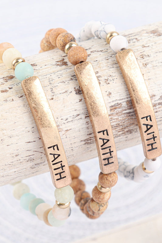 Pulsera elástica de piedra natural "Faith"