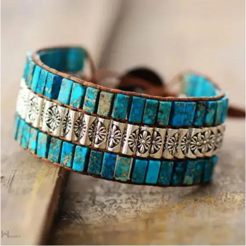 Pulsera trenzada antigua turquesa